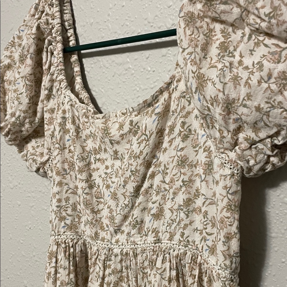 American Eagle Outfitters Floral White And cream Milk Maid Dress